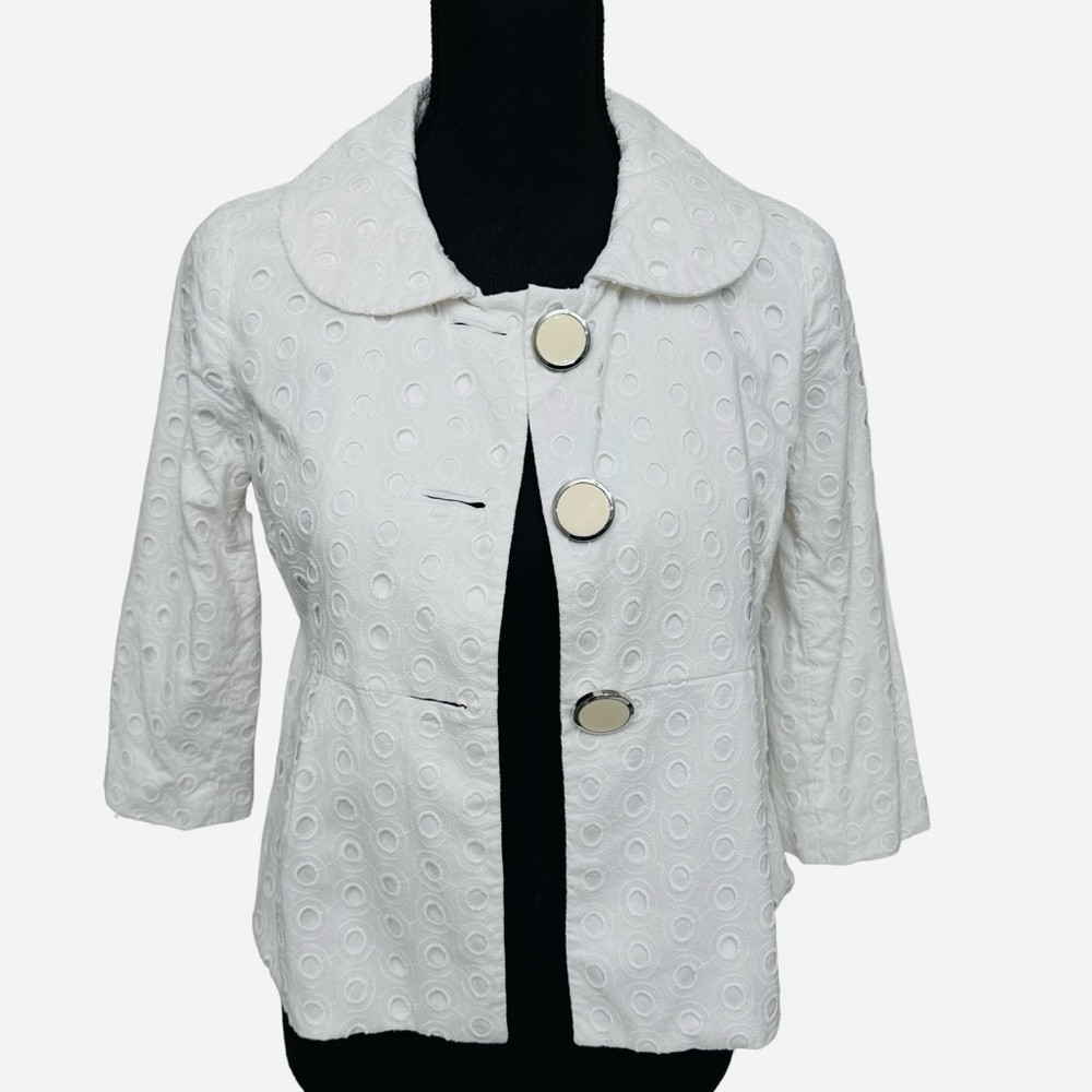 Lilly Pulitzer Size 2 Jacket Brinkley White Eyelet 3/4 Sleeve NWOT